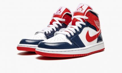 AIR JORDAN 1 MID WMNS Patent Leather Navy-White-Red 1